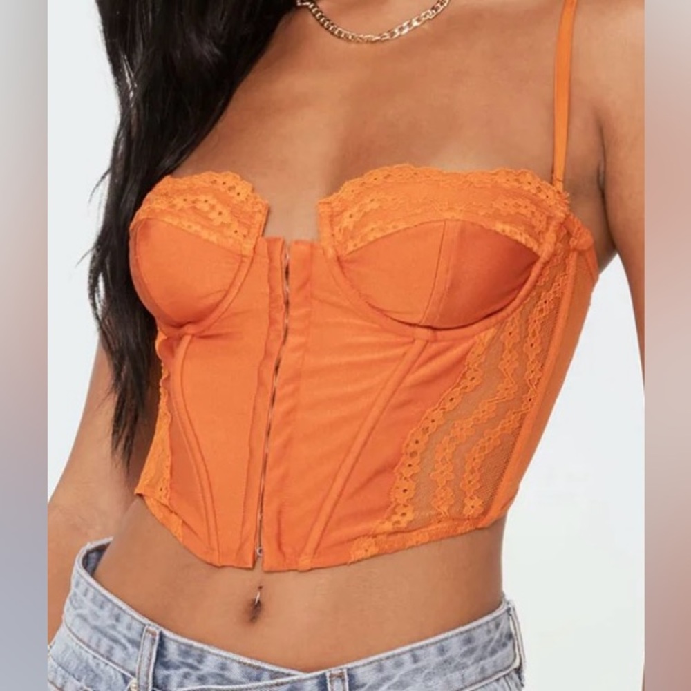NEW WITH TAGS Edikted Orange Corset Top, Size Medium